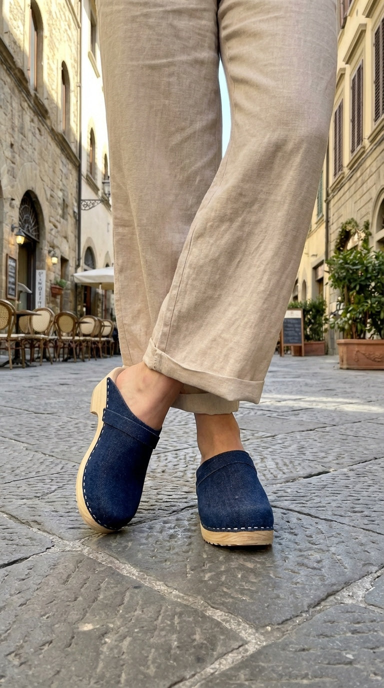 קבקבי עץ ג'ינס מושלם עקב בינוני