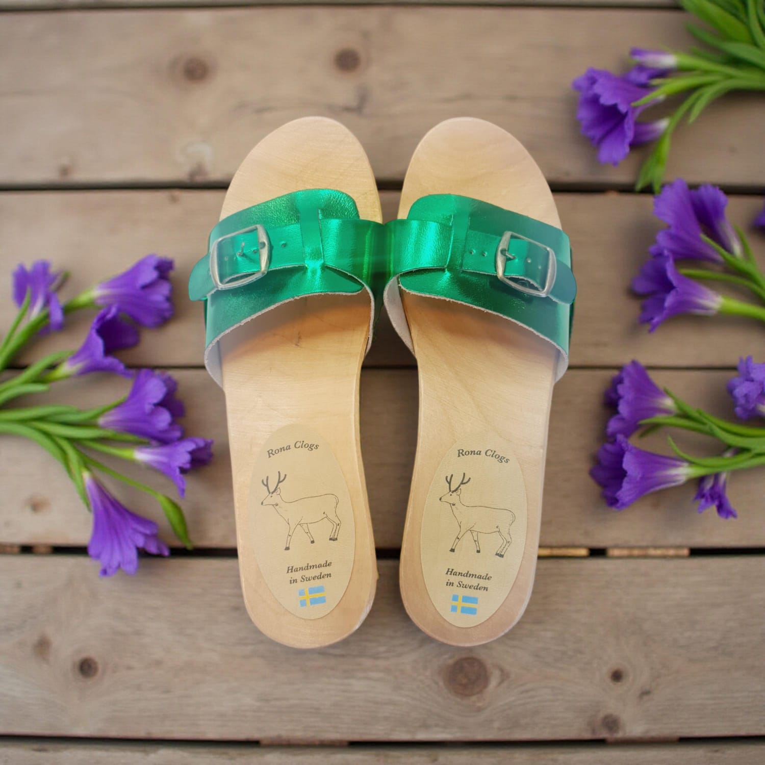 קבקבי אוליביה כפכפי שול ירוק מטאלי חזק