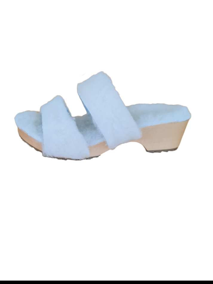 כפכפי סליידר לבן פרווה