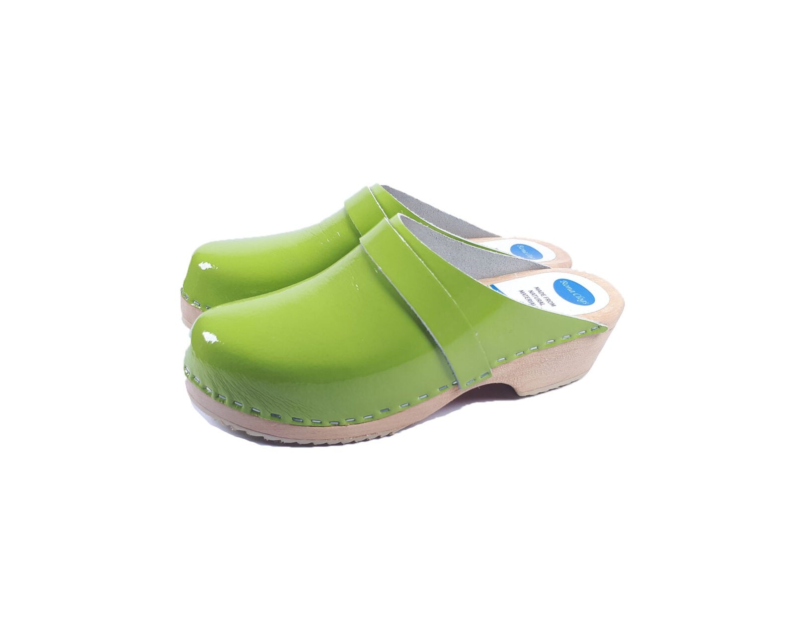 כפכפי עץ ירוק לק