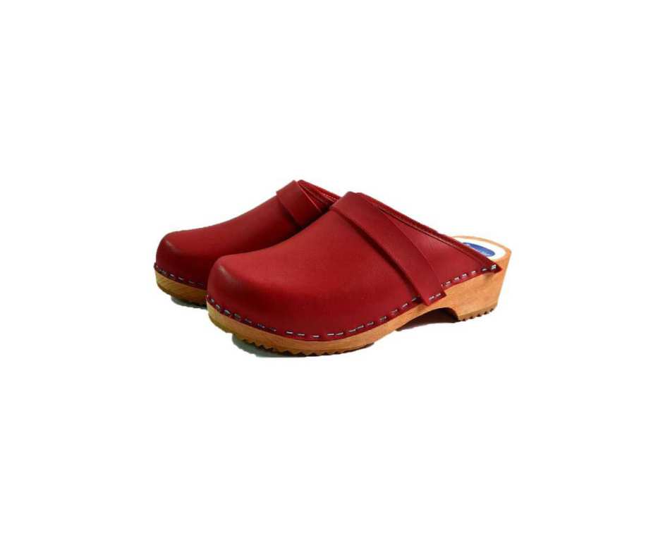 כפכפי עץ אדום טבעוני RONA CLOGS