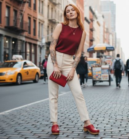 כפכפי עץ רונה אדום מט