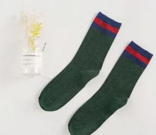 גרב לורקס ירוק פס אדום