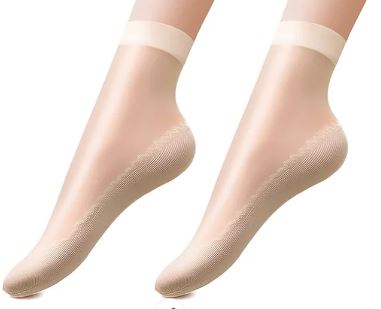 גרביים שקופים לבנים תחתית סרוגה