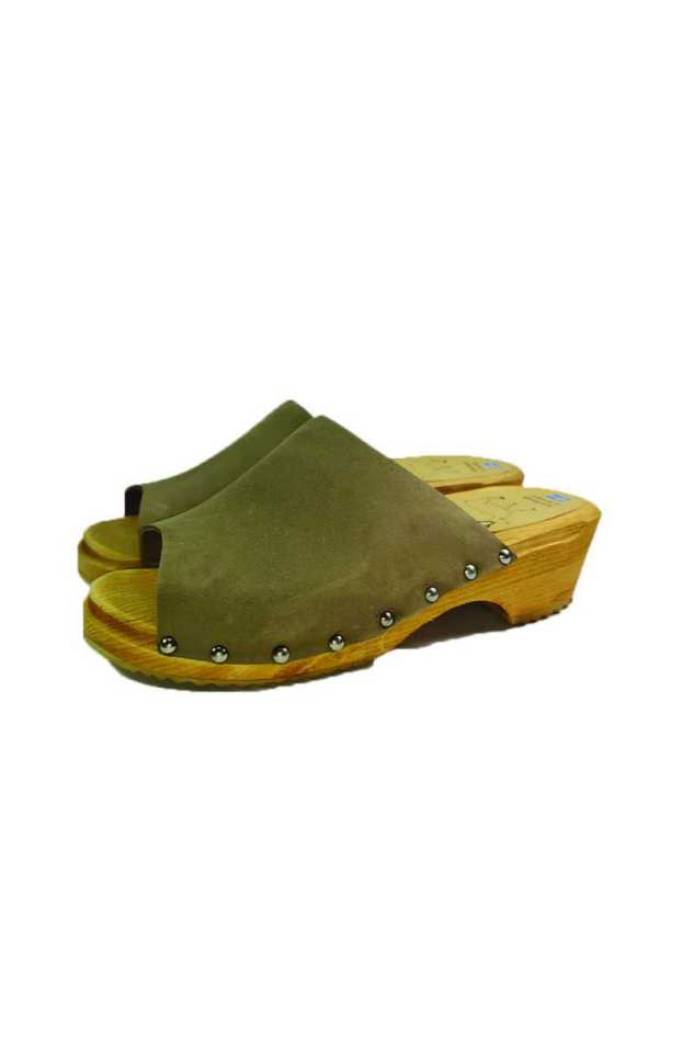 כפכפי עץ ירוק זית