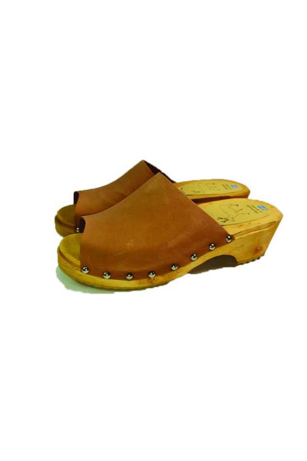 כפכפי עץ פתוחים קאמל נמוך