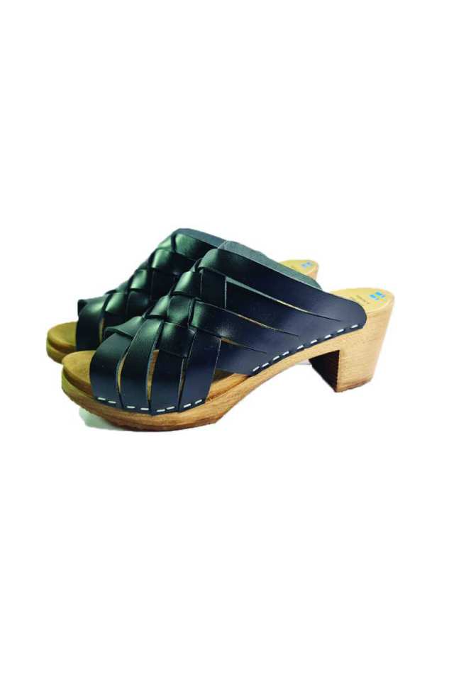 כפכפי עץ רונה פיפ טו קלוע שחור