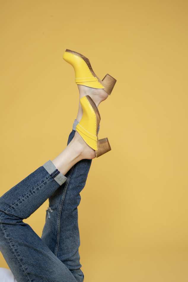 קבקבי עץ רונה צהוב גבוה