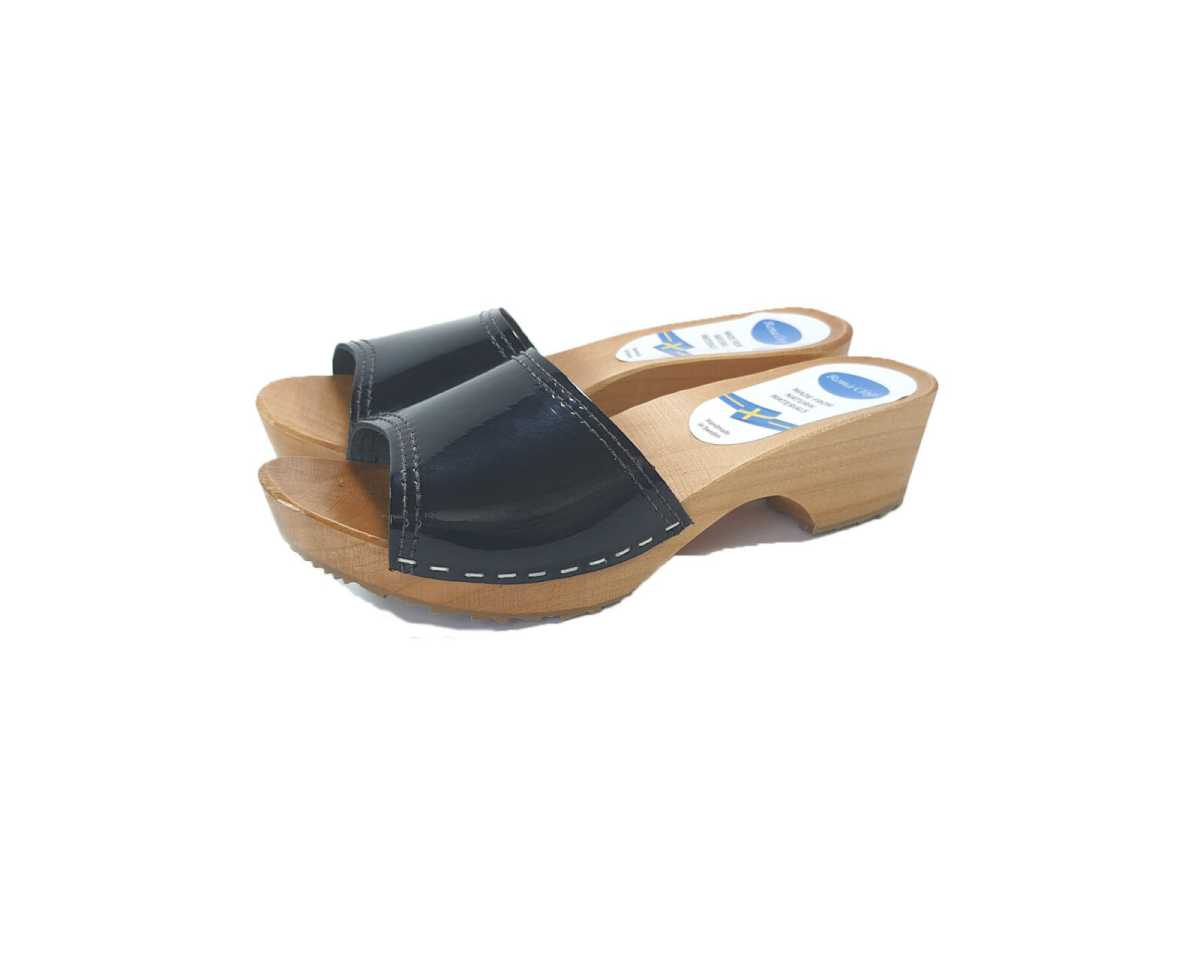 קבקבי עץ פתוחים שחור לק