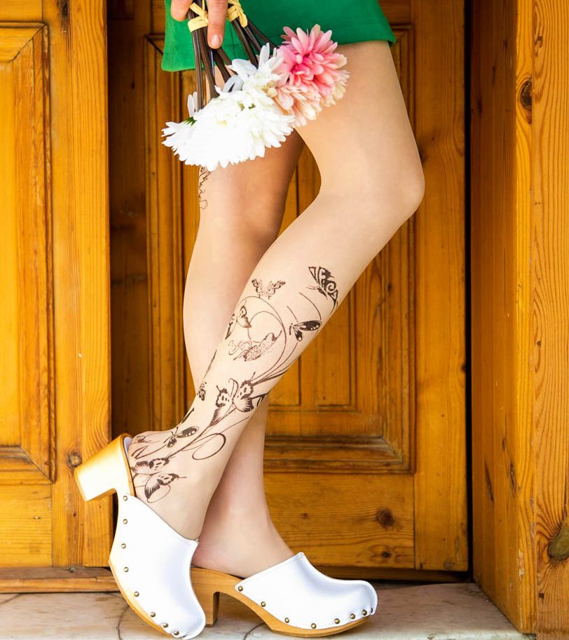 קבקבי עץ רונה דגם אסטלה לבן עקב גבוה