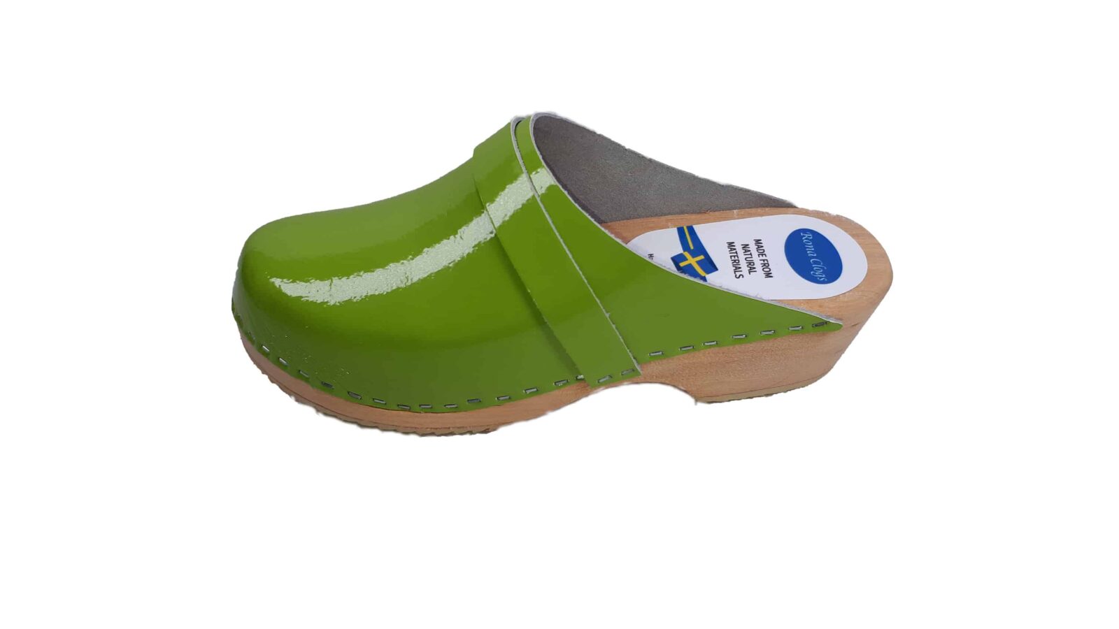 כפכפי עץ ירוק לק