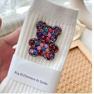 גרביים עם תכשיט דובי צבעוני