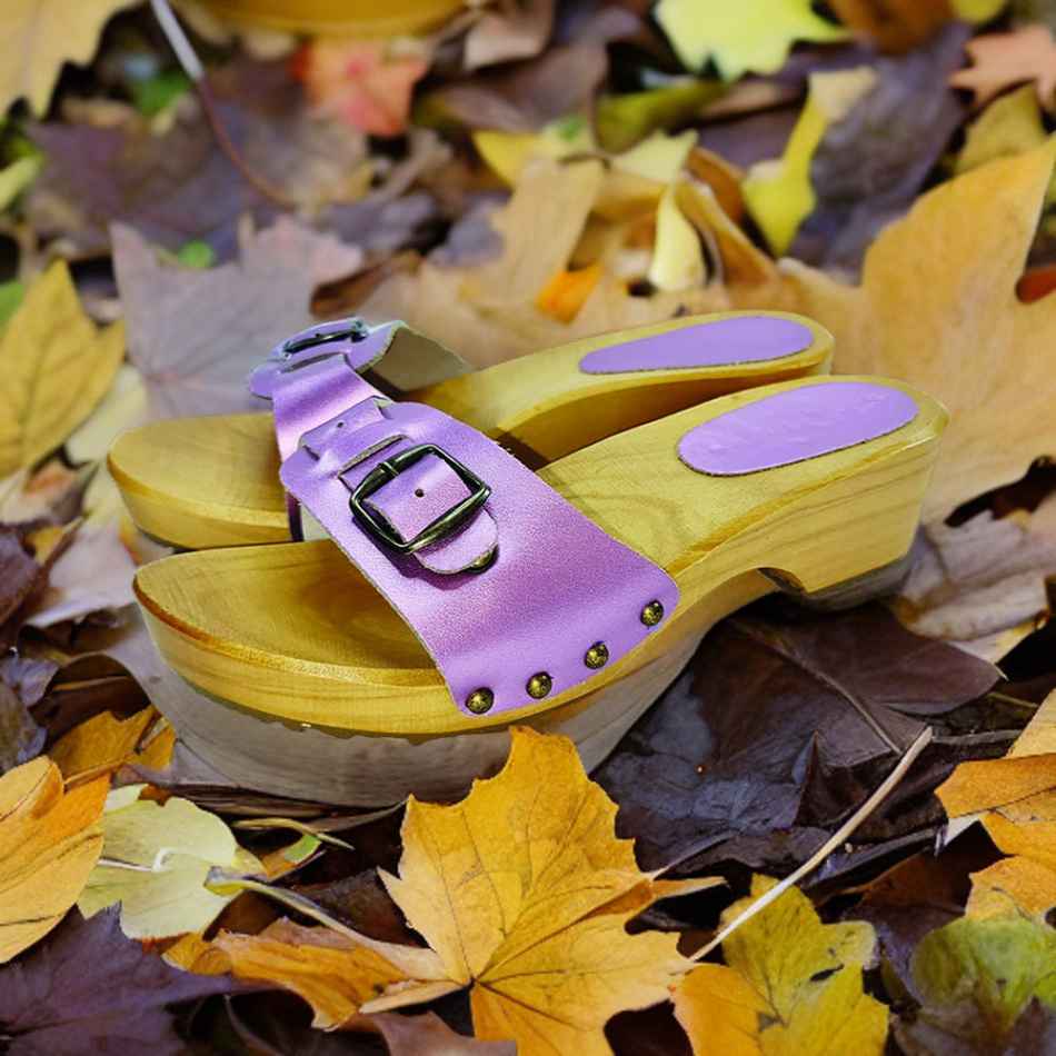 קבקבי עץ רונה כפכפי שול סגול בהיר