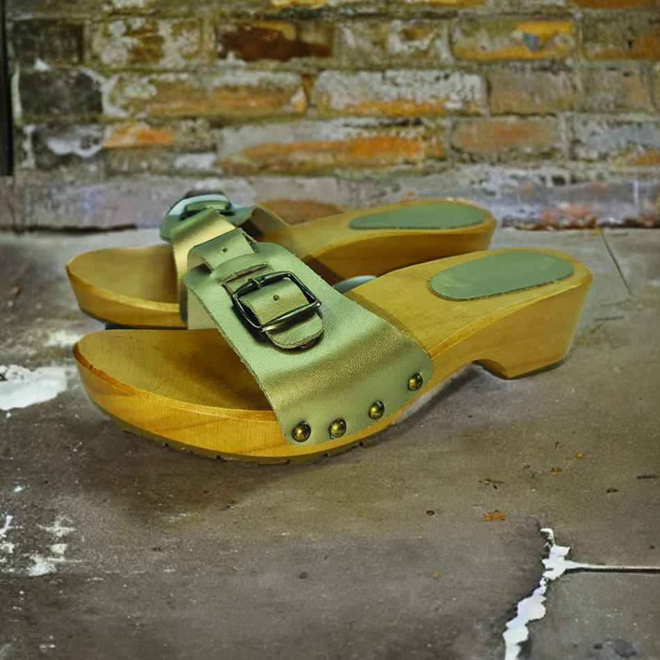 כפכפי עץ רונה אוליביה שול זהב